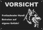 Preview: Aluminium Warnschild Tevuren VORSICHT Freilaufender Hund! Betreten auf eigene Gefahr!